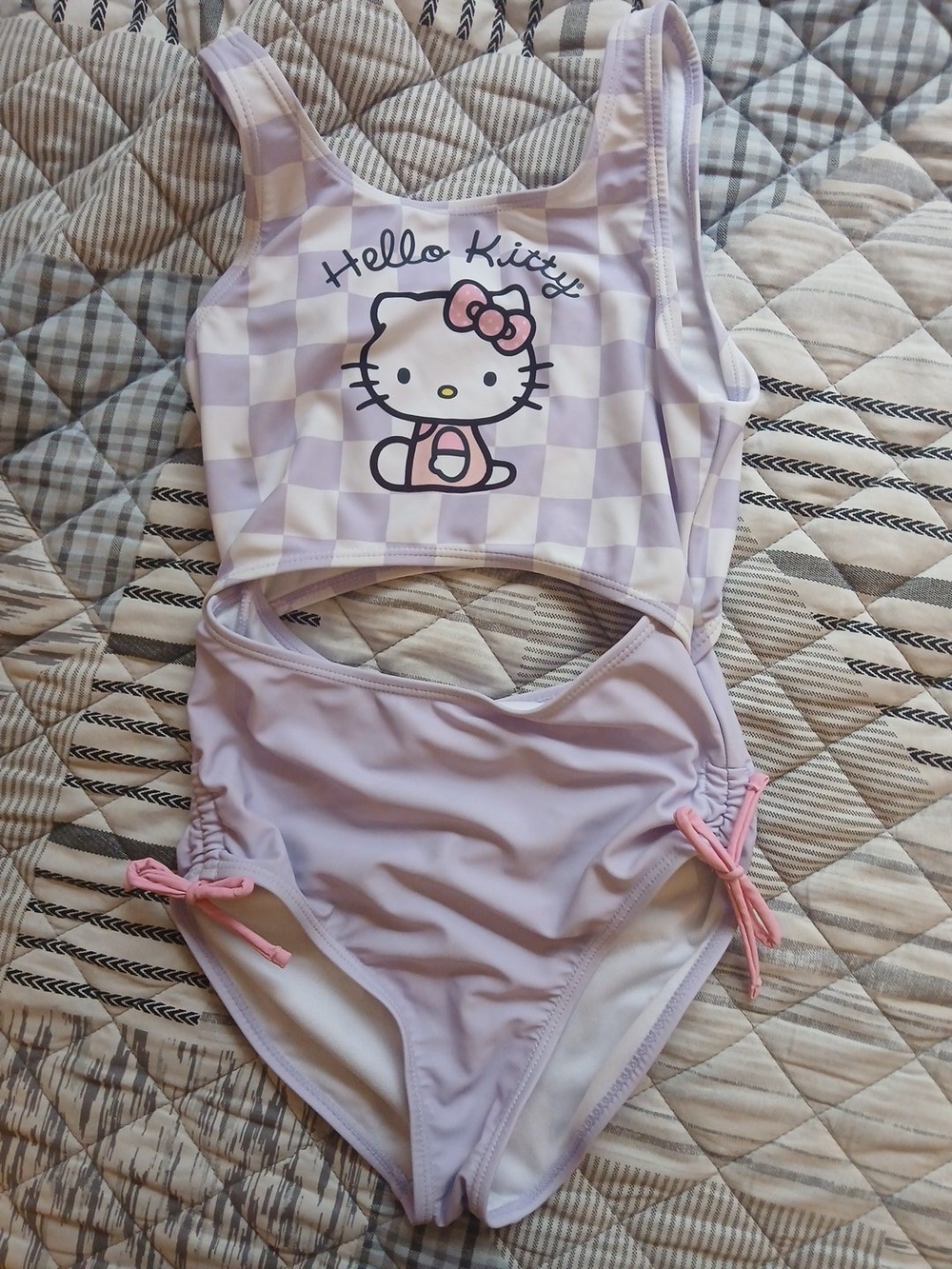 Hello Kitty Lilac and Pink Check One-Piece Swimsuit for Kids